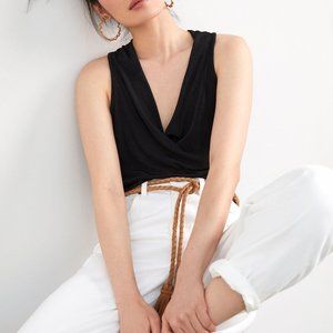 Anthropologie Draped Surplice Top size M black